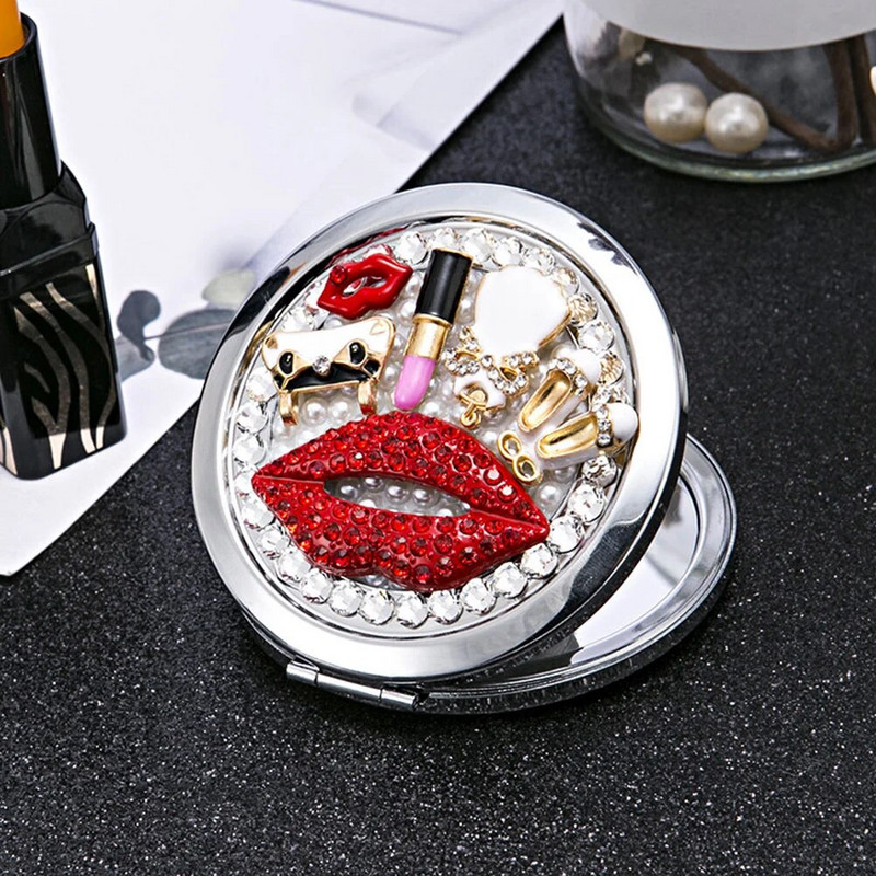 Καθρέφτης Vanity Μικρά καλλυντικά Βολικά τσαντάκια χειρός μακιγιάζ διπλής όψης Πτυσσόμενα γυναικεία ευαίσθητα φορητά κορίτσια ταξιδιού