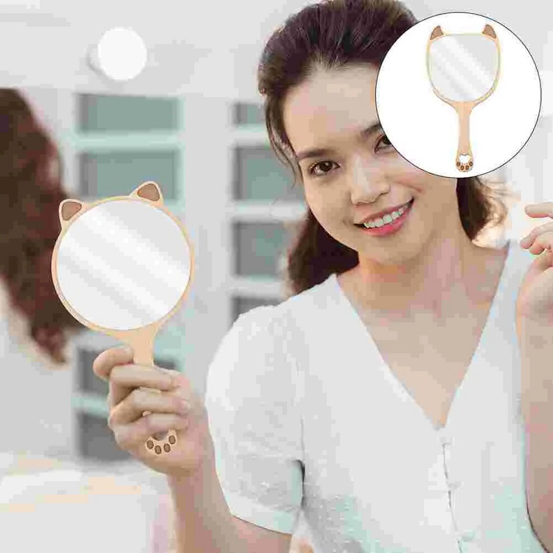 Ξύλινη λαβή Καθρέφτες ματαιοδοξίας Ταξιδεύοντας χειρός Major Girl Cosmetics Design Woman