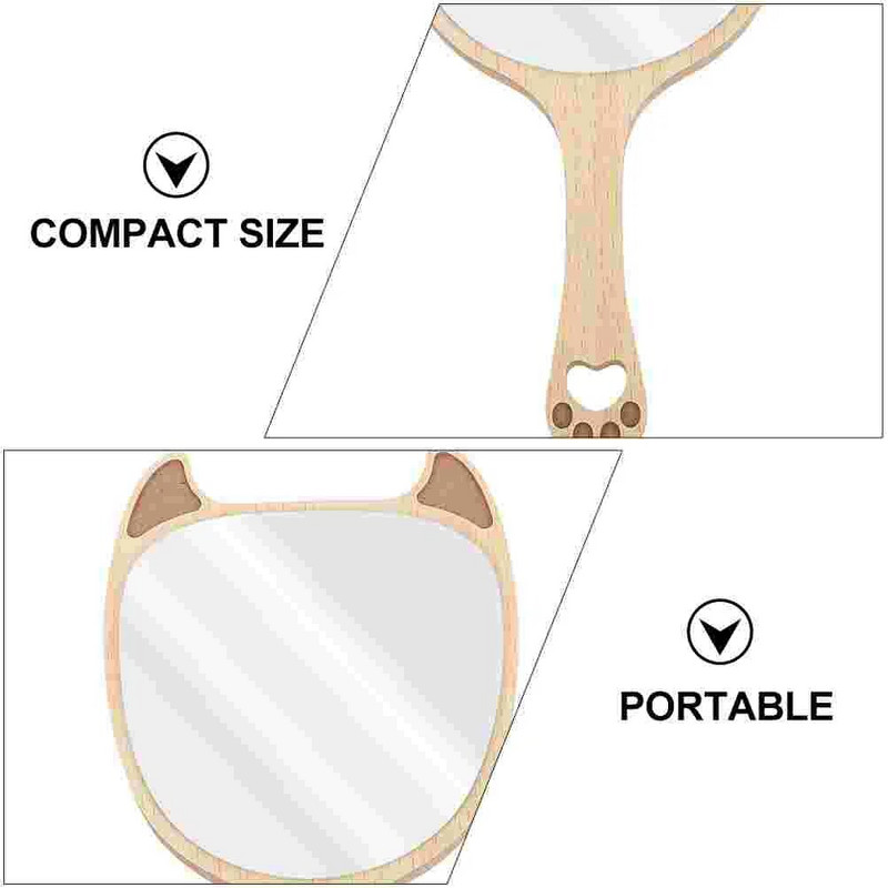 Ξύλινη λαβή Καθρέφτες ματαιοδοξίας Ταξιδεύοντας χειρός Major Girl Cosmetics Design Woman