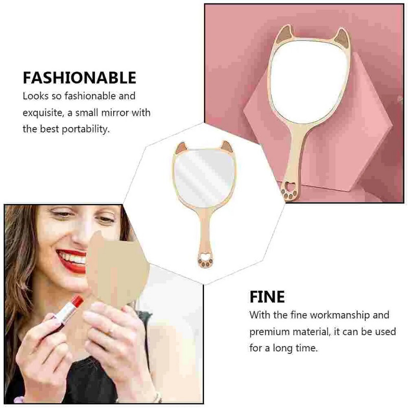 Ξύλινη λαβή Καθρέφτες ματαιοδοξίας Ταξιδεύοντας χειρός Major Girl Cosmetics Design Woman