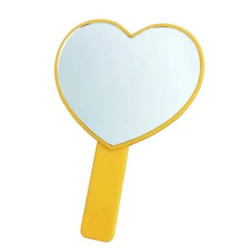 Преносимо ръчно огледало във формата на сърце с дръжка Бонбонено оцветени козметични инструменти Dropship
