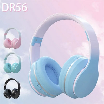 DR56 градиентни цветни безжични слушалки Bluetooth Hifi игрални слушалки Намаляване на шума Спортни слушалки за компютър Момче Момиче Подарък