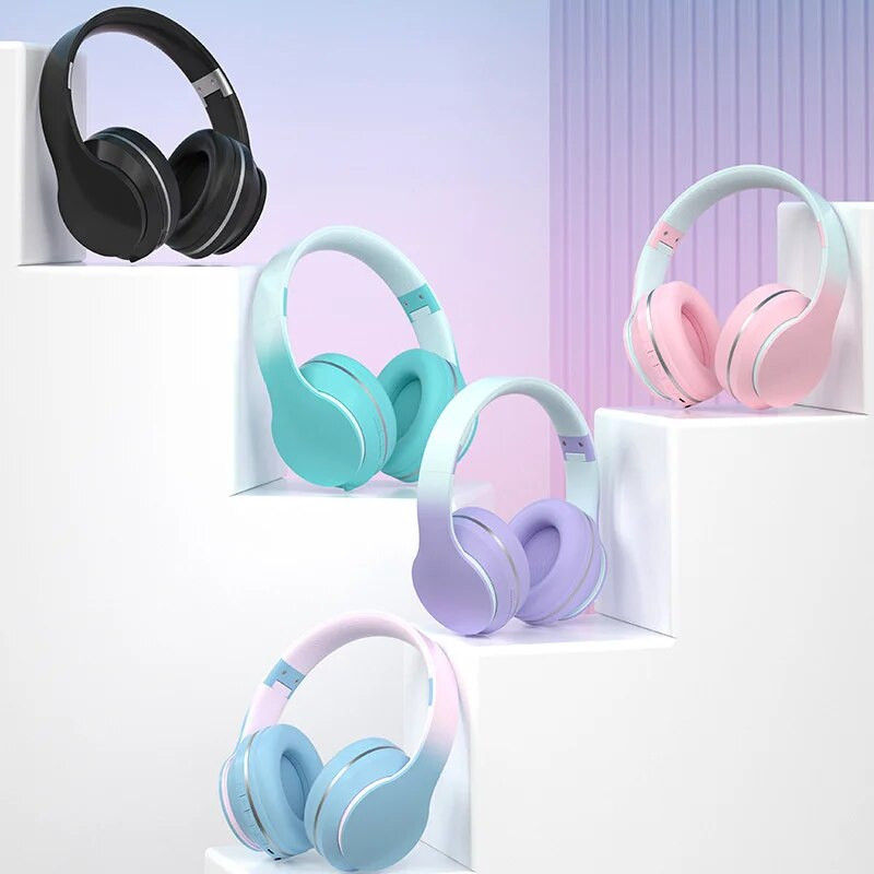 DR56 gradiento spalvų belaidės ausinės Bluetooth Hifi žaidimų ausinės triukšmą mažinančios sportinės ausinės kompiuteriui berniukui merginai dovana