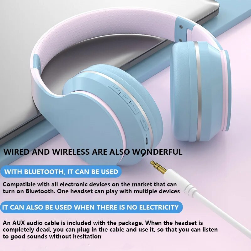 DR56 gradiento spalvų belaidės ausinės Bluetooth Hifi žaidimų ausinės triukšmą mažinančios sportinės ausinės kompiuteriui berniukui merginai dovana