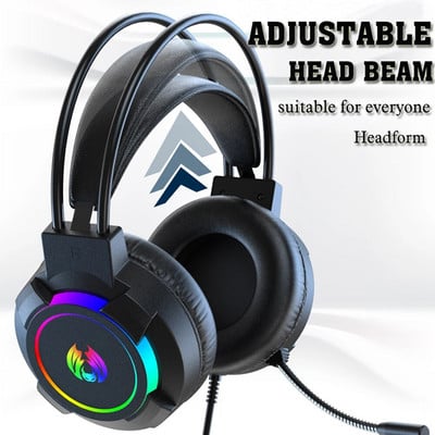 Ακουστικά παιχνιδιών Στερεοφωνικά ακουστικά Surround Bass Ακουστικά για υπολογιστή PC Gamer Ακουστικά ακύρωσης θορύβου με φως LED μικροφώνου