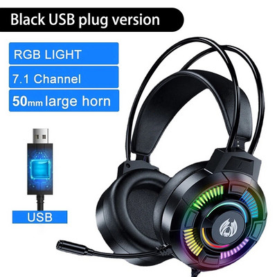 Căști de gaming Căști stereo surround bass pentru computer PC Gamer Căști cu anulare a zgomotului cu lumină LED pentru microfon