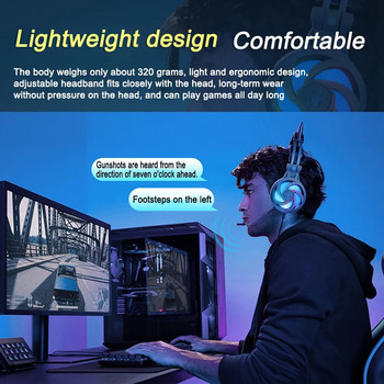 Ακουστικά PS5 Cat Ear με RGB LED Light Flexible Mic Gaming Headset 3,5mm 3D Surround Sound Ακουστικά υπολογιστή για PC Gamer