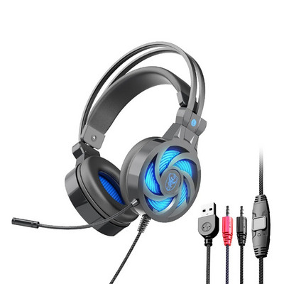 Căști PS5 cu ureche de pisică cu lumină LED RGB, microfon flexibil, căști pentru jocuri, 3,5 mm, sunet surround 3D, căști pentru computer pentru jucători de computer