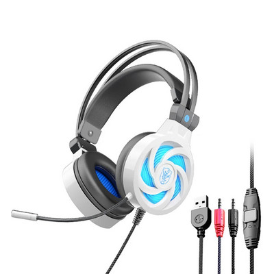 Căști PS5 cu ureche de pisică cu lumină LED RGB, microfon flexibil, căști pentru jocuri, 3,5 mm, sunet surround 3D, căști pentru computer pentru jucători de computer