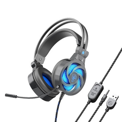 Căști PS5 cu ureche de pisică cu lumină LED RGB, microfon flexibil, căști pentru jocuri, 3,5 mm, sunet surround 3D, căști pentru computer pentru jucători de computer