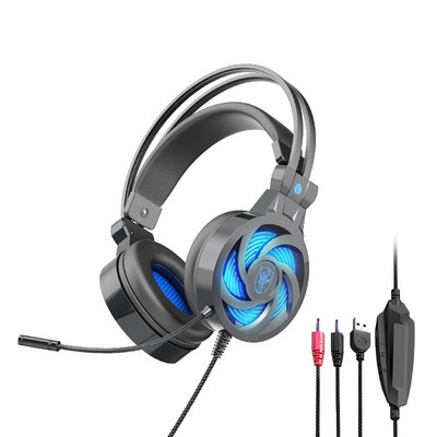 Căști PS5 cu ureche de pisică cu lumină LED RGB, microfon flexibil, căști pentru jocuri, 3,5 mm, sunet surround 3D, căști pentru computer pentru jucători de computer