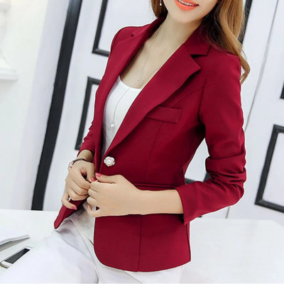 Blazer pentru femei Sacouri formale subțiri pentru damă Costum de birou pentru buzunare Jachete Palton pentru femeie cu crestături de vin Jachete pentru femei.