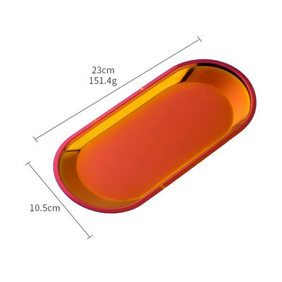 Severský štýl, oválny servírovací podnos na šperky, tanier z nehrdzavejúcej ocele, kovový úložný priestor, zlatá dekorácia, domáci organizér