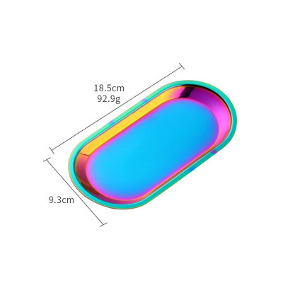 Severský štýl, oválny servírovací podnos na šperky, tanier z nehrdzavejúcej ocele, kovový úložný priestor, zlatá dekorácia, domáci organizér