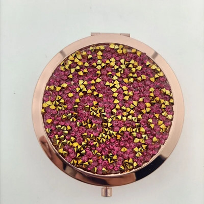 Κρυστάλλινο Διαμάντι Διπλής Όψης Καθρέφτης Μακιγιάζ Φορητός Μίνι Τσέπη Κυκλικός Καθρέφτης Χρυσό Ασημί Καλλυντικό Μικροί Καθρέφτες Καθρέφτης Νεσεσέρ