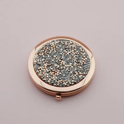 Κρυστάλλινο Διαμάντι Διπλής Όψης Καθρέφτης Μακιγιάζ Φορητός Μίνι Τσέπη Κυκλικός Καθρέφτης Χρυσό Ασημί Καλλυντικό Μικροί Καθρέφτες Καθρέφτης Νεσεσέρ