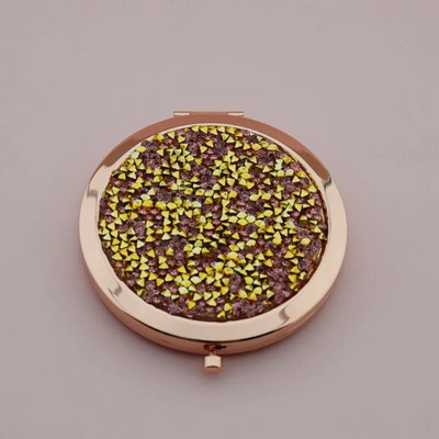 Κρυστάλλινο Διαμάντι Διπλής Όψης Καθρέφτης Μακιγιάζ Φορητός Μίνι Τσέπη Κυκλικός Καθρέφτης Χρυσό Ασημί Καλλυντικό Μικροί Καθρέφτες Καθρέφτης Νεσεσέρ