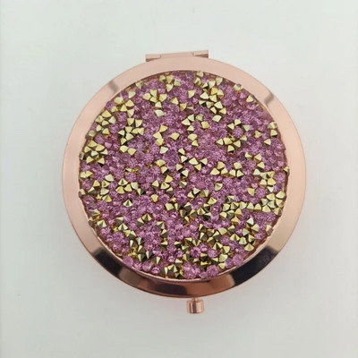 Κρυστάλλινο Διαμάντι Διπλής Όψης Καθρέφτης Μακιγιάζ Φορητός Μίνι Τσέπη Κυκλικός Καθρέφτης Χρυσό Ασημί Καλλυντικό Μικροί Καθρέφτες Καθρέφτης Νεσεσέρ