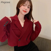 Blazere decupate femei la dublu piept temperament rece Sexy fetiță OL Fashion Elegant Streetwear Retro Mujer paltoane toamna New BF