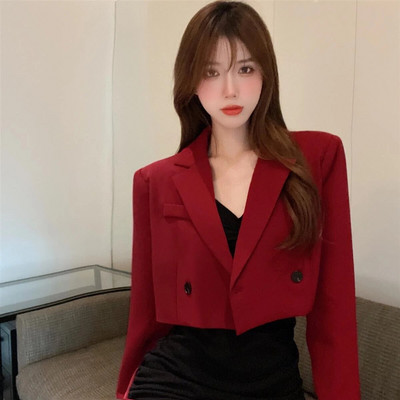 Blazere decupate femei la dublu piept temperament rece Sexy fetiță OL Fashion Elegant Streetwear Retro Mujer paltoane toamna New BF