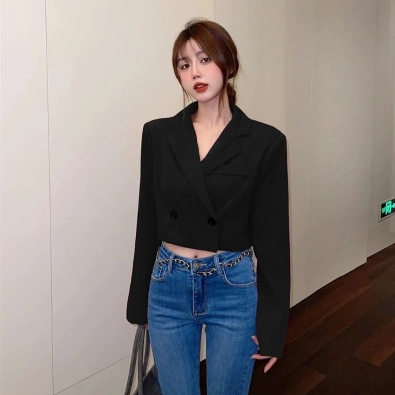 Apkarpyti švarkai Moteriški dvikrūčiai šalto temperamento Seksuali mergaitiška OL Madinga Elegantiška gatvės apranga Retro Mujer paltai Rudens nauji BF