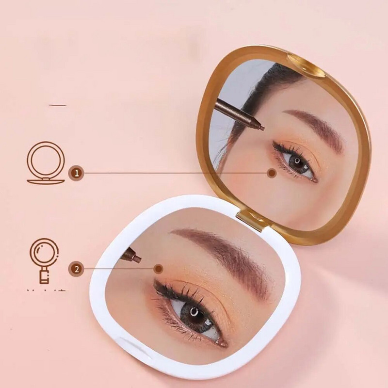 Cadou pentru femei Oglinzi de mână Mini oglindă de machiaj Oglindă de cosmetică pliabilă Oglindă compactă cu două fețe Oglindă cosmetică de buzunar