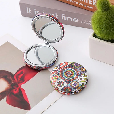 Μικρός συμπαγής καθρέφτης τσέπης Bohemia Flower Pattern Μακιγιάζ Πτυσσόμενος φορητός καθρέφτης για γυναίκες ταξιδιού Vintage καλλυντικά κορίτσια