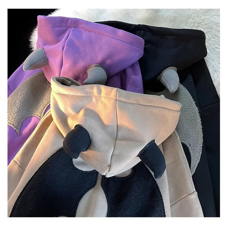 Americké retro mikiny s kapucňou Little Devil Horn Y2k pre ženy, výšivka s písmenom, zipsom a kapucňou, Harajuku, voľná bunda, kabáty