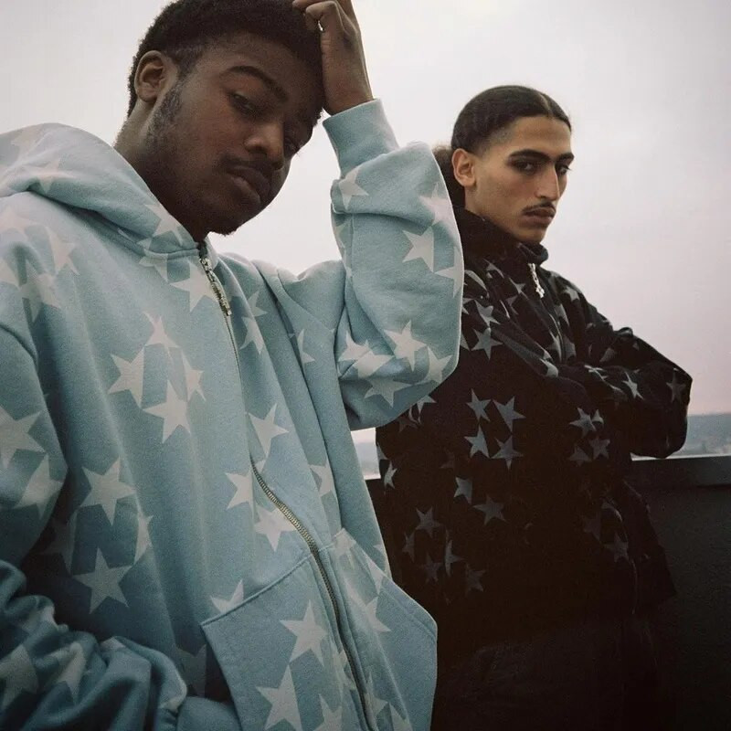 Hanorac cu mânecă lungă, cu mânecă lungă, tipărire, cu buzunare, imprimeu Harajuku, cu fermoar