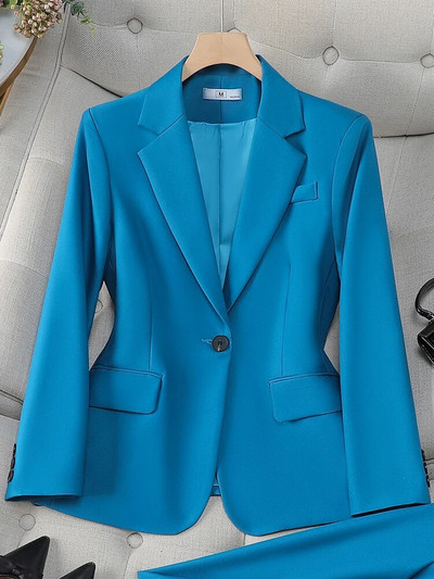Noua sosire Toamna Iarna Kaki Bleumarin Femei Blazer Maneca lunga Maneca lunga Un singur buton Office Doamnelor Imbracaminte de lucru de afaceri Jacheta formala