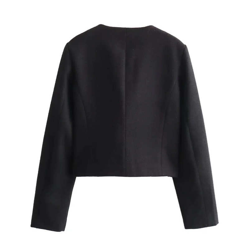 UNIZERA 2023 Iarna Produs nou Moda și ocazional pentru femei Versatil Gât rotund Flip Decoration Palton pentru costum scurt