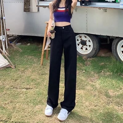 Dámske džínsy s vysokým pásom a širokými nohavicami, ležérne, veľká veľkosť 5xl, vrecovité rovné džínsové nohavice, kórejské streetwear, Vaqueros, vintage kot pantalones