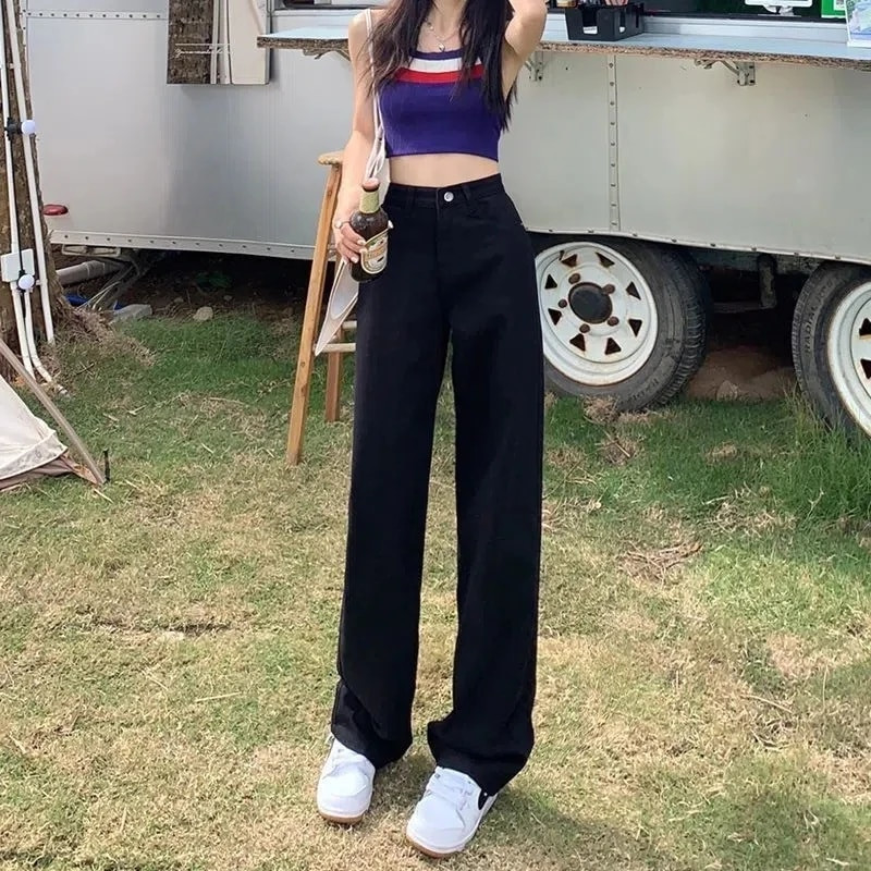 Dámske džínsy s vysokým pásom a širokými nohavicami, ležérne, veľká veľkosť 5xl, vrecovité rovné džínsové nohavice, kórejské streetwear, Vaqueros, vintage kot pantalones
