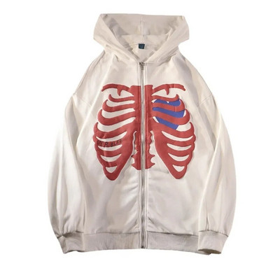 Y2K Gothic Butterfly Print Oversize Zip Up Hanorac 2023 Iarna Nou Grunge Hanorac cu mânecă lungă Jachetă casual cu glugă Streetwear
