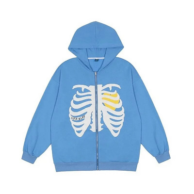 Y2K Gothic Butterfly Print Oversize Zip Up Hanorac 2023 Iarna Nou Grunge Hanorac cu mânecă lungă Jachetă casual cu glugă Streetwear
