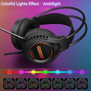 Ak3 Headworn Game Earphones Кабелни Cool Colorful Breathing Light Настолен компютър Esports Chicken Earphones