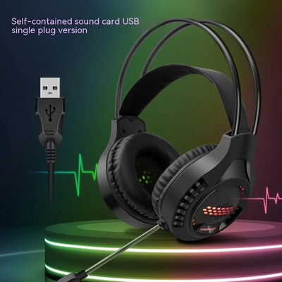 Căști pentru jocuri cu capul Ak3, cu fir, rece, colorată, lumină de respirație, computer de birou, Esports, căști de pui