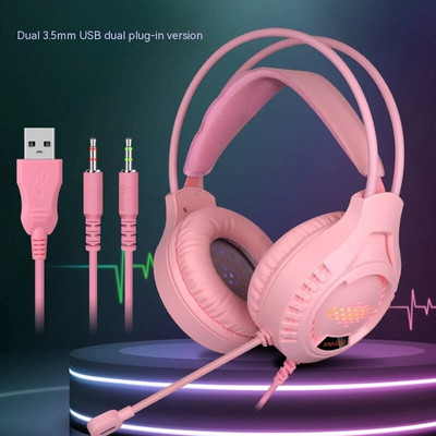 Căști pentru jocuri cu capul Ak3, cu fir, rece, colorată, lumină de respirație, computer de birou, Esports, căști de pui