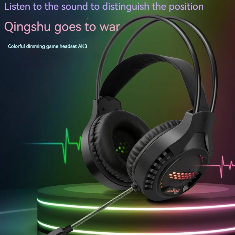Ακουστικά παιχνιδιών Ak3 Headworn Ενσύρματα Δροσερά πολύχρωμα ελαφριά αναπνοή Επιτραπέζιος υπολογιστής Esports Ακουστικά κοτόπουλου