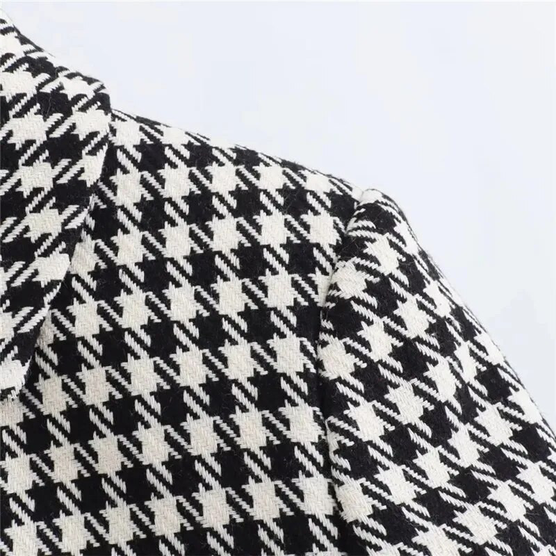 TRAF 2023 Blazer decupat cu picior de gală pentru femeie Jachetă scurtă din tweed pentru femei, la birou, elegantă, pentru femei, jachetă cu mânecă lungă de toamnă