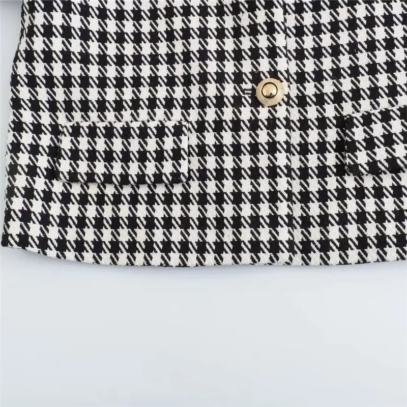 TRAF 2023 Blazer decupat cu picior de gală pentru femeie Jachetă scurtă din tweed pentru femei, la birou, elegantă, pentru femei, jachetă cu mânecă lungă de toamnă