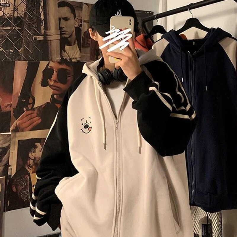 2021 Tricouri pentru femei, toamnă cu fermoar, cardigan, pulover cu glugă, stil Harajuku, cu glugă, în stil port, mai largi, casual, cu glugă, kawaii, Y2k, în sine