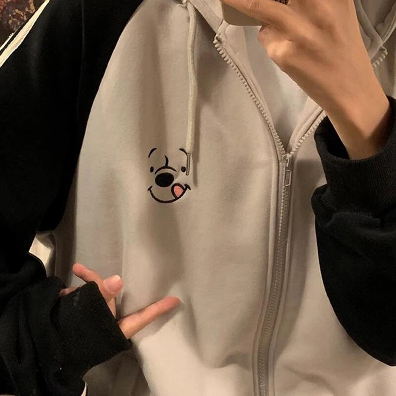 2021 Tricouri pentru femei, toamnă cu fermoar, cardigan, pulover cu glugă, stil Harajuku, cu glugă, în stil port, mai largi, casual, cu glugă, kawaii, Y2k, în sine