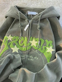 Hanorace cu broderie cu litere Y2k American Vintage, cuplu cu lână, jachete îngroșate, cu fermoar, haină gotică Kawaii, îmbrăcăminte de iarnă