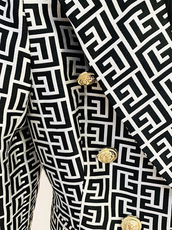 HIGH STREET Νεότερο 2024 Σχεδιαστή Γυναικείο μπουφάν με διπλό στήθος Lion κουμπιά γεωμετρικό ζακάρ σακάκι