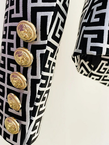 HIGH STREET Νεότερο 2024 Σχεδιαστή Γυναικείο μπουφάν με διπλό στήθος Lion κουμπιά γεωμετρικό ζακάρ σακάκι
