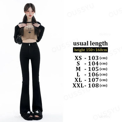 Dámske džínsy, bavlnené denimové rozšírené nohavice, elastické, vintage, streetwear, vysoký pás, štíhle, mamičky, Harajuku nohavice, plus dĺžka