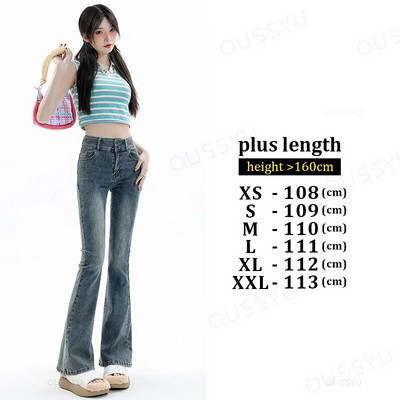 Dámske džínsy, bavlnené denimové rozšírené nohavice, elastické, vintage, streetwear, vysoký pás, štíhle, mamičky, Harajuku nohavice, plus dĺžka