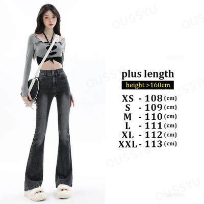 Dámske džínsy, bavlnené denimové rozšírené nohavice, elastické, vintage, streetwear, vysoký pás, štíhle, mamičky, Harajuku nohavice, plus dĺžka
