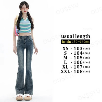 Dámske džínsy, bavlnené denimové rozšírené nohavice, elastické, vintage, streetwear, vysoký pás, štíhle, mamičky, Harajuku nohavice, plus dĺžka